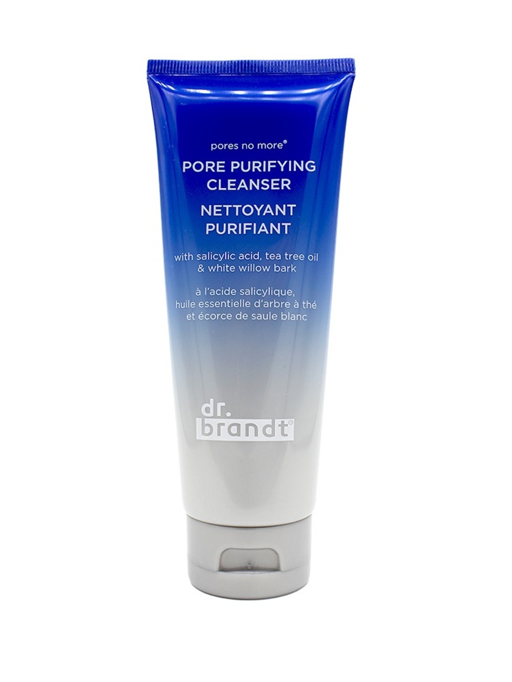 Dr. Brandt Pore Purifying Cleanser in Blue and White Gradient Tube